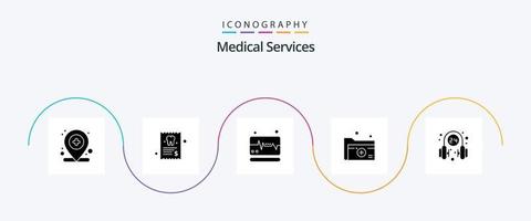 paquete de iconos de glifo 5 de servicios médicos que incluye servicios médicos. carpeta médica. médico. médico. carpeta vector