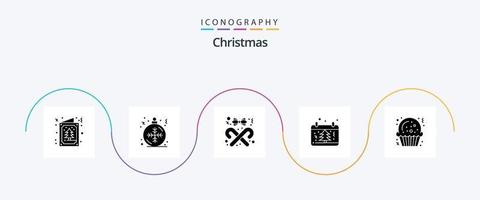 paquete de iconos de glifo de navidad 5 que incluye navidad. Navidad. cinta. fecha. palo vector