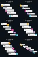 plantilla de diapositiva de presentación del paquete de infografías vectoriales 6 diagramas de ciclo de 5 pasos y líneas de tiempo vector