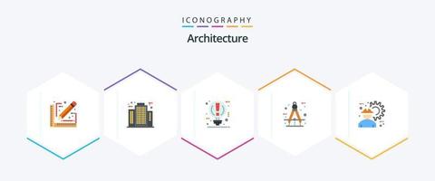 arquitectura 25 paquete de iconos planos que incluye medida. círculo. construcción. arquitecto. fuerza vector