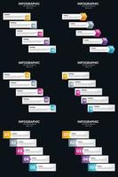 plantilla de diapositiva de presentación del paquete de infografías vectoriales 6 diagramas de ciclo de 5 pasos y líneas de tiempo vector