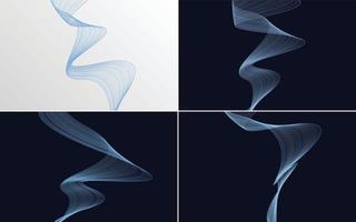 conjunto de 4 líneas de ondas abstractas de fondo de patrón de onda geométrica vector