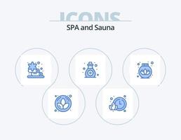 paquete de iconos azul sauna 5 diseño de iconos. . cuidado. loto. crema. niño pequeño vector