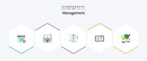 Management 25 Flat icon pack including chat. workflow. goal. strategy. strategic vector