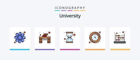 University Line Filled 5 Icon Pack Including tools. phisics. math. learning. education. Creative Icons Design vector