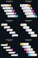 plantilla de diapositiva de presentación del paquete de infografías vectoriales 6 diagramas de ciclo de 5 pasos y líneas de tiempo vector