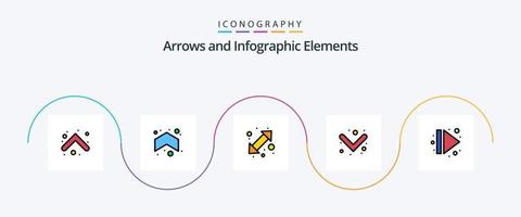 paquete de iconos de 5 planos llenos de línea de flecha que incluye . flecha. bien. expulsar vector