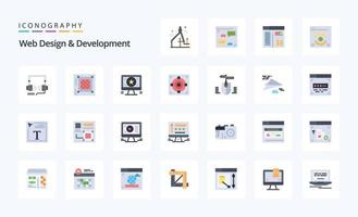 25 Web Design And Development Flat color icon pack vector