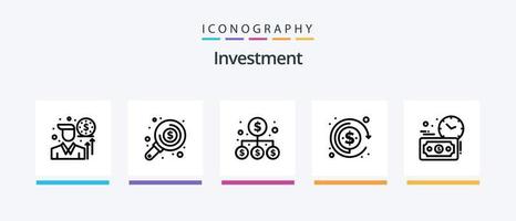 Investment Line 5 Icon Pack Including successful. invest. online. funding. finance. Creative Icons Design vector