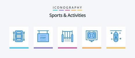 Sports and Activities Blue 5 Icon Pack Including sports. scoreboard. start. competition. ring. Creative Icons Design vector