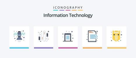 Information Technology Flat 5 Icon Pack Including decryption. cryptography. connection. pin code. mobile. Creative Icons Design vector