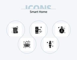 Smart Home Glyph Icon Pack 5 Icon Design. idea. lock. home. home. recycle bin vector