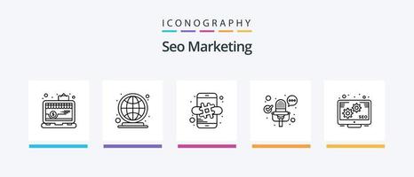 paquete de iconos de la línea 5 de marketing seo que incluye . comercio en línea. Lista de Verificación. existencias. intercambio. diseño de iconos creativos vector