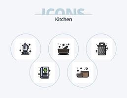 Kitchen Line Filled Icon Pack 5 Icon Design. garbage. been. meal. basket. kitchen vector