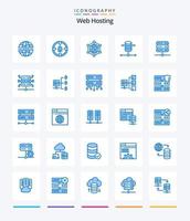 Creative Web Hosting 25 Blue icon pack  Such As web hosting. hosting. security. computing. web vector