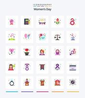 paquete de iconos planos del día 25 de la mujer creativa como mariposa. rosa. día. rojo. insignia vector