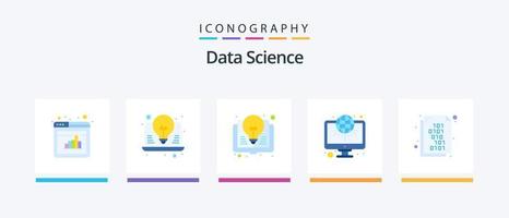 Data Science Flat 5 Icon Pack Including binary code. web. book. infrastructure. architecture. Creative Icons Design vector