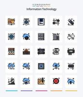 paquete de iconos rellenos de 25 líneas de tecnología de información creativa, como palo. conducir. análisis. simétrico. criptografía vector