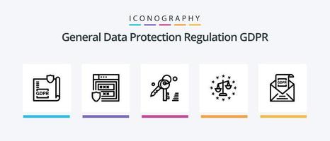 paquete de iconos gdpr line 5 que incluye gdpr. seguro. gdpr. proteccion. gdpr. diseño de iconos creativos vector