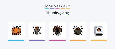 Thanksgiving Line Filled 5 Icon Pack Including thanksgiving. apple. baking. thanksgiving. leaf. Creative Icons Design vector