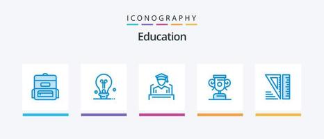 Education Blue 5 Icon Pack Including . tools. graduation. geometrical. training. Creative Icons Design vector