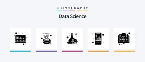 paquete de iconos de glifo 5 de ciencia de datos que incluye teléfono inteligente. documento. matraz. analítica. sistema. diseño de iconos creativos vector