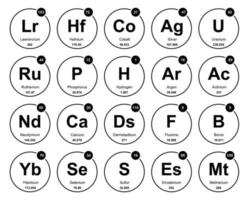 20 Preiodic table of the elements Icon Pack Design vector