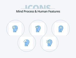 Mind Process And Human Features Blue Icon Pack 5 Icon Design. business. diamond. male. perfection. mind vector