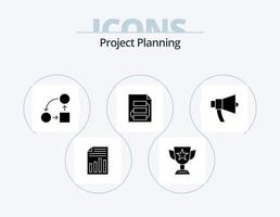 Project Planing Glyph Icon Pack 5 Icon Design. planning. document. prize. tactic. planning vector