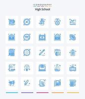 paquete de iconos azules creativos de la escuela secundaria 25, como la tarjeta de estudiante. tarjeta. lápiz. insignia. premio vector