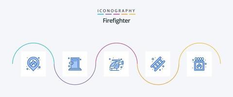 Firefighter Blue 5 Icon Pack Including camping. service. emergency. job. fire vector