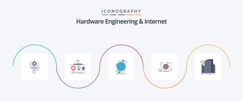 ingeniería de hardware e internet flat 5 icon pack que incluye gen. avanzado. de. web. Internet vector