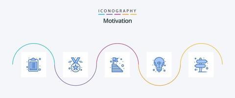 paquete de iconos de motivación azul 5 que incluye ubicación. gran idea. arriba. buena idea. gran idea vector