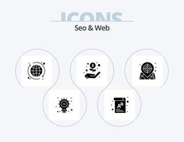 seo y web glyph icon pack 5 diseño de iconos. . objetivo. globo. ubicación. dinero vector