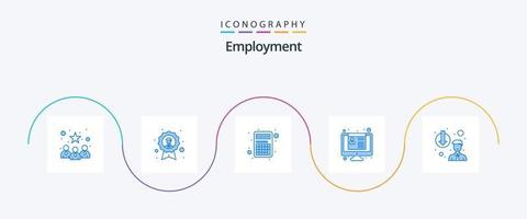 paquete de iconos azul 5 de empleo que incluye descenso de carrera. aplicacion de trabajo. medalla. empleo. interfaz vector