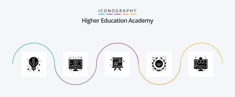 paquete de iconos de academia glifo 5 que incluye estudio. computadora. conferencia. analítica. estrella vector