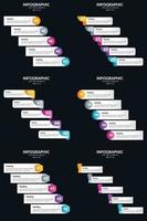 plantilla de diapositiva de presentación del paquete de infografías vectoriales 6 diagramas de ciclo de 5 pasos y líneas de tiempo vector