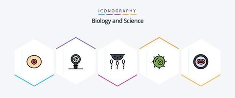 biología 25 paquete de iconos de línea de llenado que incluye boca. anatomía. biología. planta. celúla vector