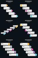 plantilla de diapositiva de presentación del paquete de infografías vectoriales 6 diagramas de ciclo de 5 pasos y líneas de tiempo vector