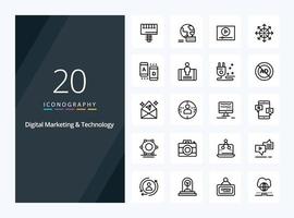 20 Digital Marketing And Technology Outline icon for presentation vector