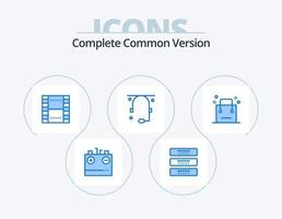 diseño de icono de paquete de icono azul de versión común completa 5. ayuda. comunicación. muebles. ux. película vector