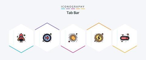 Tab Bar 25 FilledLine icon pack including . switch. sunlight. on. dollar vector