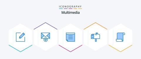 Multimedia 25 Blue icon pack including . mail. . log vector