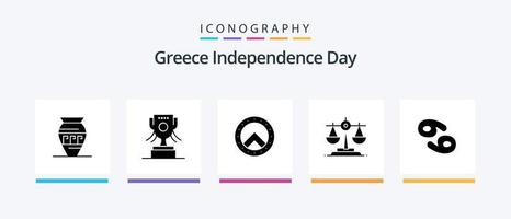 Greece Independence Day Glyph 5 Icon Pack Including greece. cancer. shield. astrology. ireland. Creative Icons Design vector