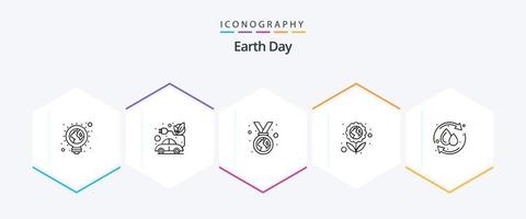 Earth Day 25 Line icon pack including ecology. green. green. flower. badge vector