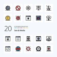 20 Seo  Media Line Filled Color icon Pack like web user site media phone vector