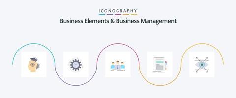 Business Elements And Business Managment Flat 5 Icon Pack Including file. business. productivity. leader. employee vector