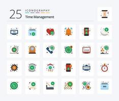 Time Management 25 Flat Color icon pack including application. signal. clock. notification. alert vector