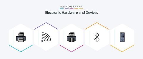 paquete de iconos de 25 dispositivos de línea completa que incluye . . desfibradora. televisor. control vector