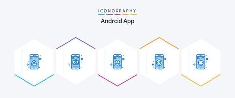 aplicación de Android 25 paquete de iconos azules que incluye privacidad. mapa. datos. apagar vector